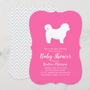 Invitation Shih Tzu Teddy Ours Chien Baby shower Rose fille