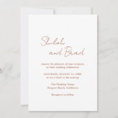 Invitation Shiloh Cuivre Moderne Mariage élégant (Devant)