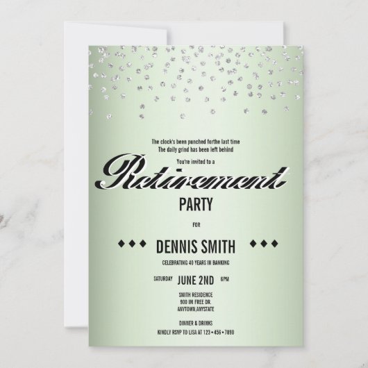 Invitation Shimmer | Parties scintillant Argent Confetti Retr (Devant)