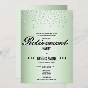 Invitation Shimmer   Parties scintillant Argent Confetti Retr