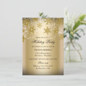 Invitation Shimmer Snowflake Gold Noël (Debout devant)