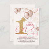 Invitation Shine Gold Crown Princesse BlushPremier anniversai (Devant / Derrière)