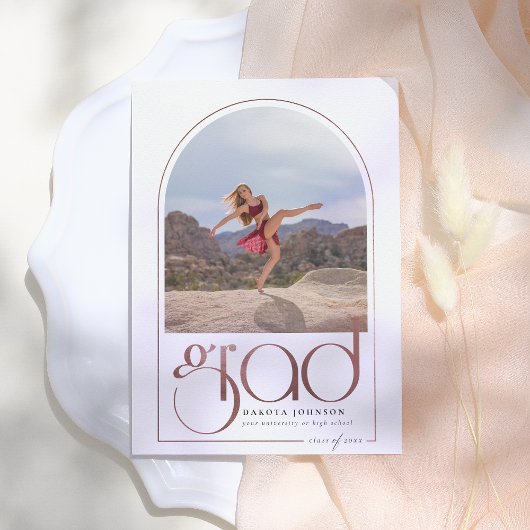 Invitation Shine Rose Gold Arch Typographie 2 Diplôme photo