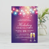 Invitation Shiny Bokeh String Lights Holiday Cocktail Party (Debout devant)