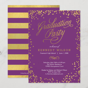 Invitation Shiny Confetti ÉDITABLE Fête de graduation de coul