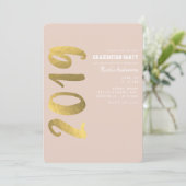 Invitation Shiny Faux Gold Foil Beige Glam 2019 Graduation (Debout devant)