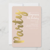 Invitation Shiny Faux Gold Foil Beige N'IMPORTE QUEL ÂGE Fête (Devant)