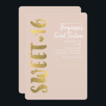 Invitation Shiny Faux Gold Foil Beige Sweet 16 Seteen Party<br><div class="desc">PERSONNALISER POUR TOUT ÉVÉNEMENT</div>