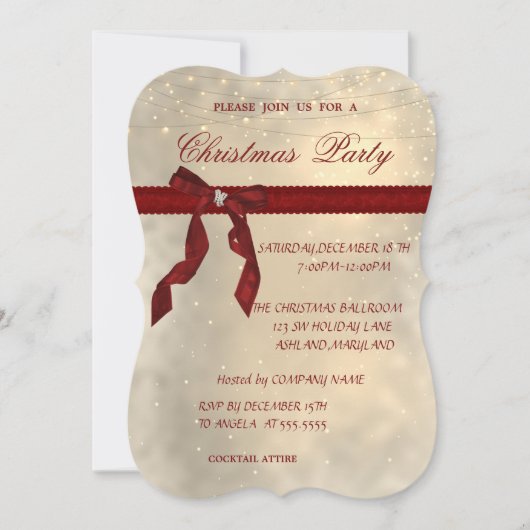 Invitation Shiny, Red Bow, fête de Noël d'entreprise (Devant)