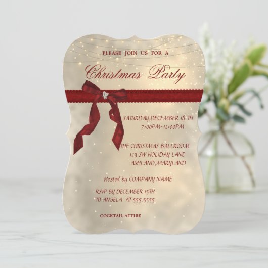 Invitation Shiny, Red Bow, fête de Noël d'entreprise (Debout devant)