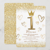 Invitation Shire 1ère parties scintillant d'or de la Couronne (Devant / Derrière)