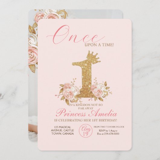 Invitation Shire Golden Crown Princess Premier anniversaire (Devant / Derrière)