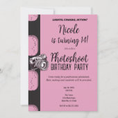 Invitation Shooting Photo Anniversaire Noir Rose Photographie (Devant)