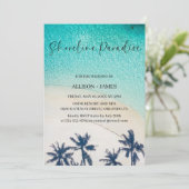 Invitation Shoreline Paradise été bleu océan Beach Mariage (Debout devant)