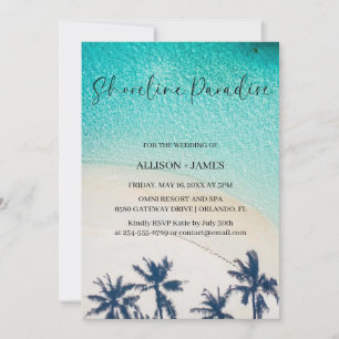 Invitation Shoreline Paradise été bleu océan Beach Mariage
