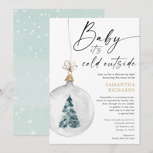 Invitation Showcase d'hiver par courrier baby shower non sexi (Devant / Derrière)