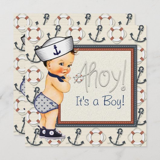 Invitation Shower pour bébé Petit Sailor (Devant / Derrière)