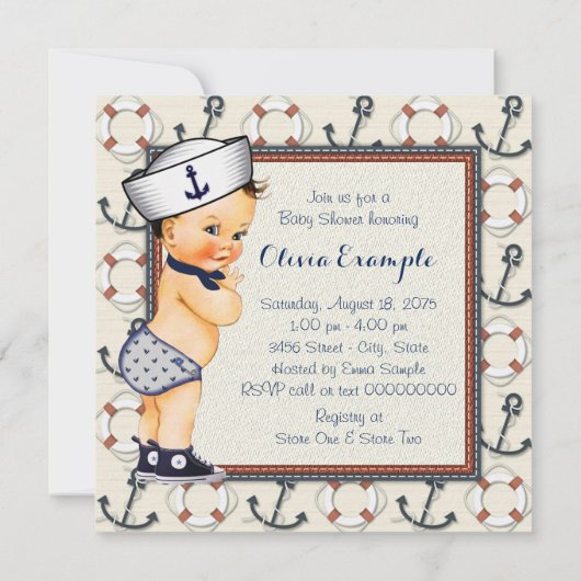 Invitation Shower pour bébé Petit Sailor (Dos)