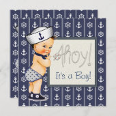 Invitation Shower pour bébé Petit Sailor (Devant / Derrière)