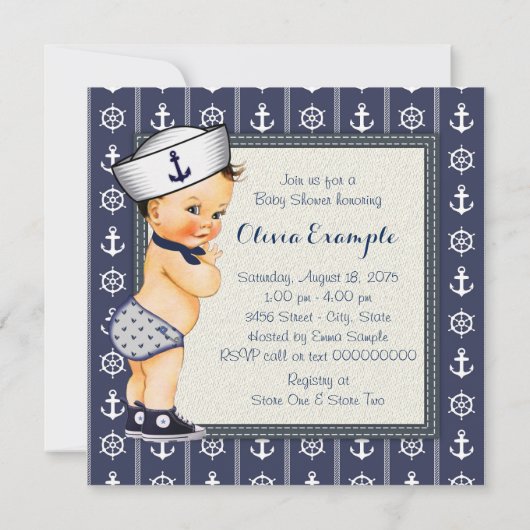 Invitation Shower pour bébé Petit Sailor (Dos)
