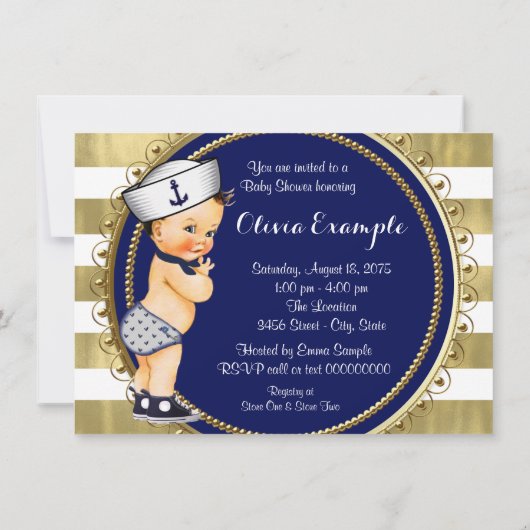 Invitation Shower pour bébé Petit Sailor (Dos)