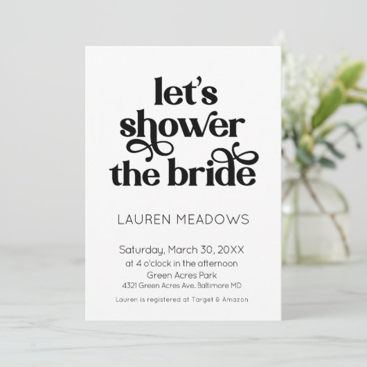 Invitation Shower The Bride Typography (Debout devant)