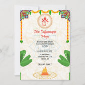 Invitation Shri Satyanarayan Pooja Fleur de style indien hind (Devant)