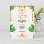 Invitation Shri Satyanarayan Pooja Fleur de style indien hind (Debout devant)