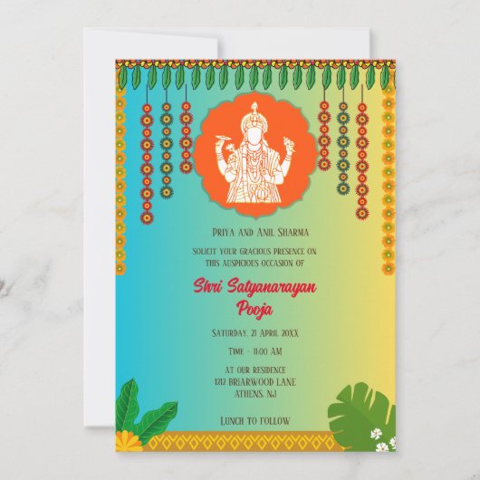 Invitation Shri Satyanarayan Pooja Hindu (Devant)