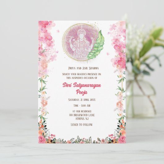 Invitation Shri Satyanarayan Pooja Hindu (Debout devant)