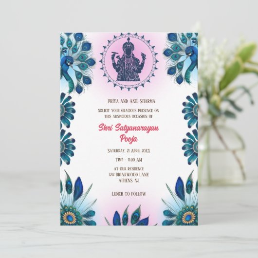 Invitation Shri Satyanarayan Pooja Hindu (Debout devant)