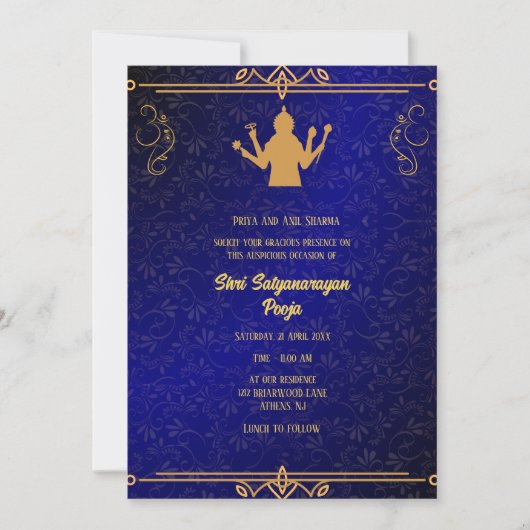 Invitation Shri Satyanarayan Pooja Hindu (Devant)