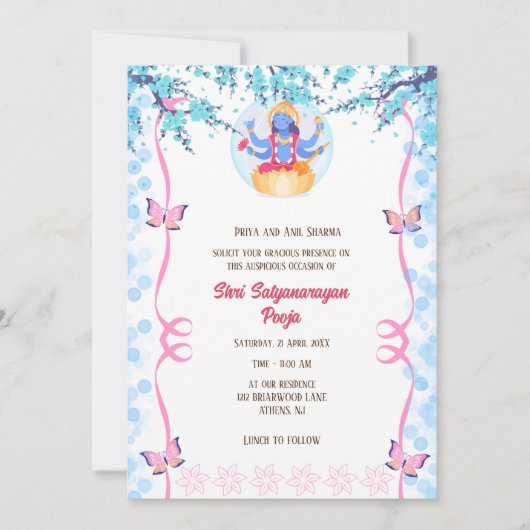 Invitation Shri Satyanarayan Pooja Hindu (Devant)