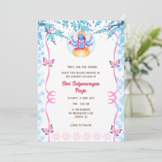 Invitation Shri Satyanarayan Pooja Hindu (Debout devant)