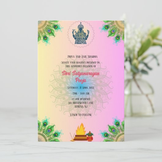 Invitation Shri Satyanarayan Pooja Hindu (Debout devant)