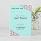 Invitation SHRIMPLEMENT Turquoise rose, Bébé fille Baby showe (Debout devant)