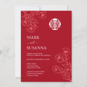 Invitation Shuang Xi Floral traditionnel Mariage chinois (Devant)