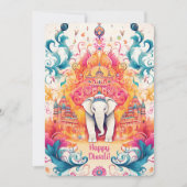 Invitation 🐘 Shubh Diwali avec l'élégance de l'aquarelle (Devant)