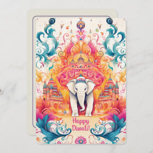 Invitation 🐘 Shubh Diwali avec l'élégance de l'aquarelle