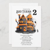 Invitation Shy Little Boo tourne 2 Halloween fête d'anniversa (Devant / Derrière)