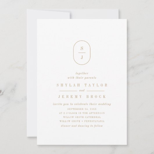 Invitation SHYLAH Formal Gold Classic Boho Mariage géométriqu (Devant)