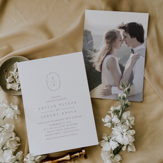 Invitation SHYLAH Simple Dusty Rose Purple Photo Mariage