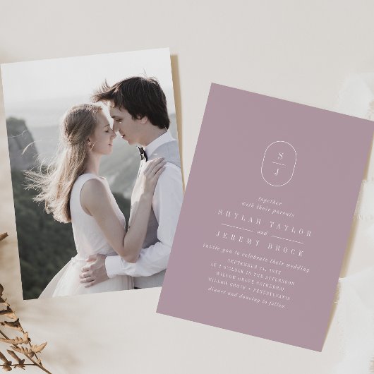 Invitation SHYLAH Simple Lilac Modern Purple Photo Mariage