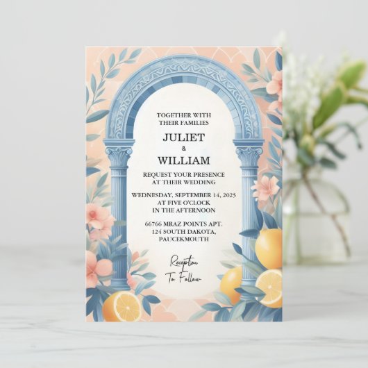 Invitation Si Arch Food Fun Fruit Lime Citron Mariage (Debout devant)