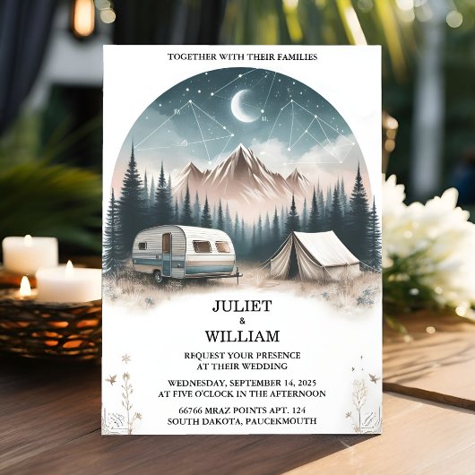 Invitation Si Cabine Forest Wood Sky Tree Mariage de camping-