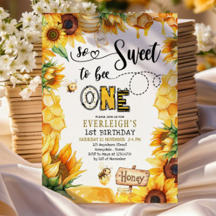 Invitation Si doux à être un 1er anniversaire fleuri Invitati