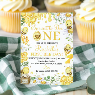 Invitation Si doux d'être un floral 1er anniversaire de l'abe