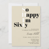 Invitation Si heureux je suis SIXTY Bold Beige 60e anniversai (Devant)