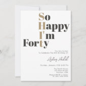 Invitation Si heureux que j'aie quarante-dixième anniversaire (Devant)