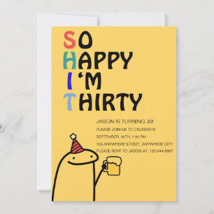 Invitation Si heureux que je sois Trente Amusante fête d'anni